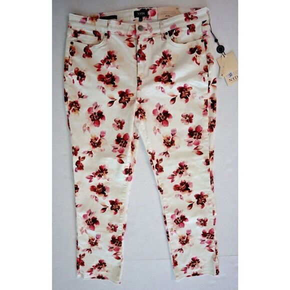 NYDJ Womens Sz 12 Bonnieux Floral-Print Sheri Slim Released-Hem Ankle Jeans $119 - Picture 1 of 10
